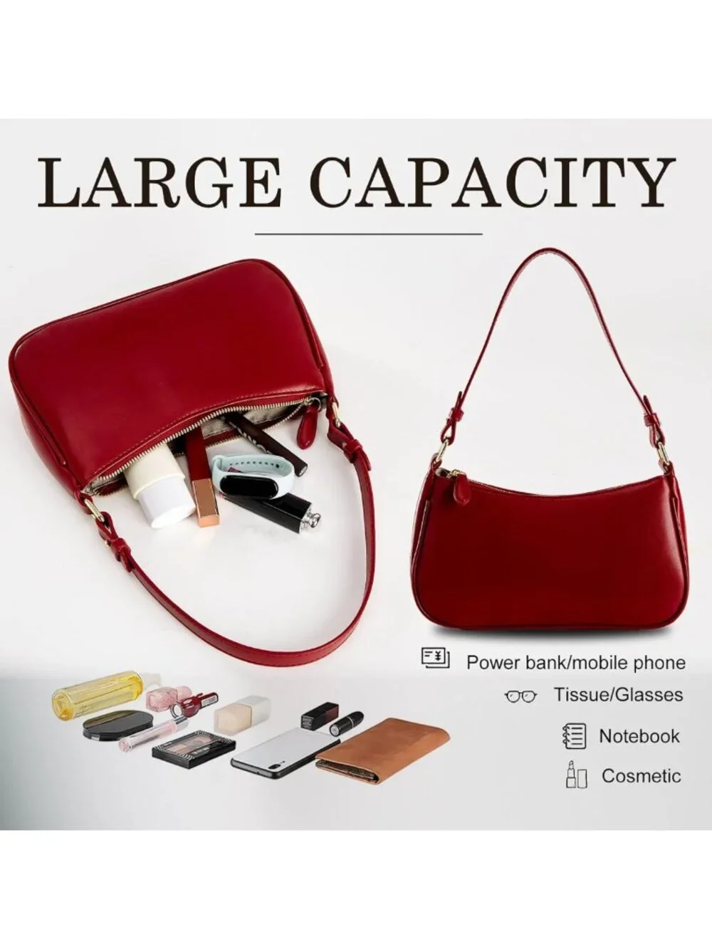 Stylish Leather Hobo Tote Bag for Women - Retro Sling Purse with 2 Straps